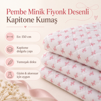 Pembe Mini Fiyonklu Kapitone Kumaş