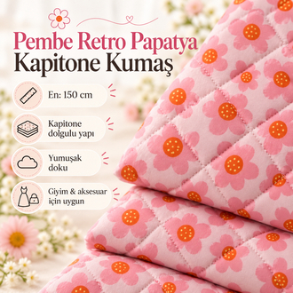 Pembe Retro Kapitone Kumaş