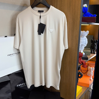 Prada Logo T-shirt ( İthal-Ütü İstemez-NFC Aktif) - Kum Beji