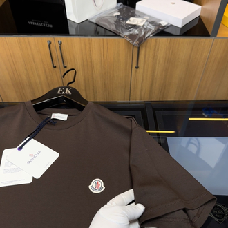 Moncler Logo T-shirt ( İthal-Ütü İstemez-NFC Aktif) - Koyu Kahve
