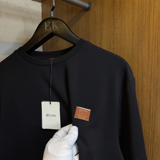 Zegna Logo Plaque T-shirt ( İthal-Ütü İstemez-NFC Aktif) Siyah