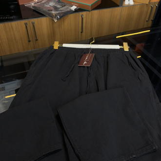 Loro Piana Ham Keten Jogger Pantolon Siyah