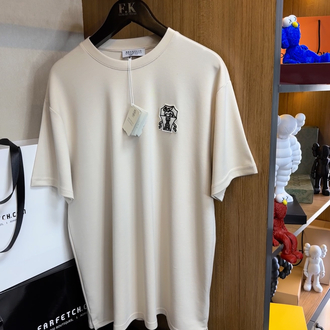 Brunello Cucinelli Logo T-shirt ( İthal-Ütü İstemez-NFC Aktif) - Kum Beji