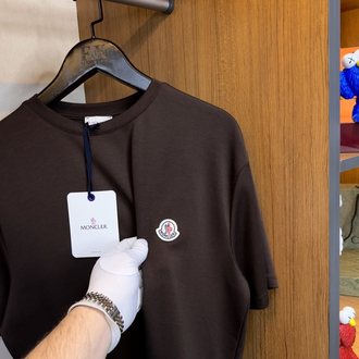 Moncler Logo T-shirt ( İthal-Ütü İstemez-NFC Aktif) - Koyu Kahve