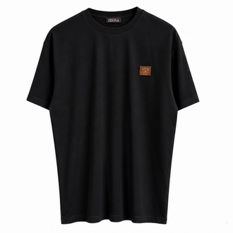Zegna Logo Plaque T-shirt ( İthal-Ütü İstemez-NFC Aktif) Siyah