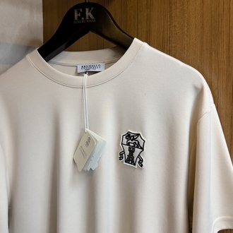 Brunello Cucinelli Logo T-shirt ( İthal-Ütü İstemez-NFC Aktif) - Kum Beji