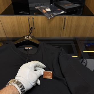 Zegna Logo Plaque T-shirt ( İthal-Ütü İstemez-NFC Aktif) Siyah