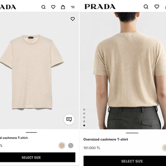  Prada Cashmere T-shirt ( İthal - Ütü İstemez - NFC Aktif ! ) - Bej