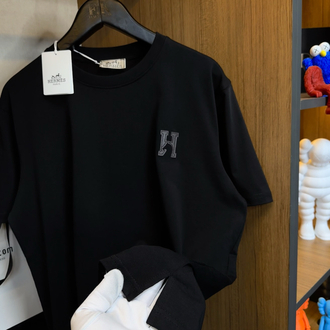 Hermes H’Cheval Logo Embroidery Cotton T-shirt (NFC Aktif)