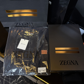 Zegna Logo Plaque T-shirt ( İthal-Ütü İstemez-NFC Aktif) Siyah
