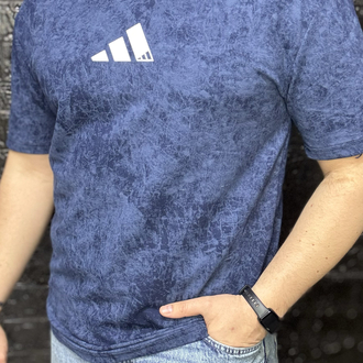 ADİDAS BASKILI ASİT YIKAMALI MAVİ TİŞÖRT