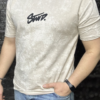 STWD BASKILI ASİT YIKAMALI KREM(TAŞ) RENK TİŞÖRT