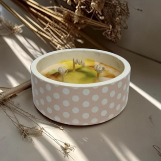 Soya Mum Kokulu | Dekoratif Puantiyeli Kap | Vernikli,