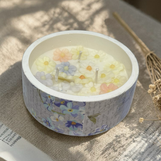 kokulu mum, desenli beton mum, 3 fitilli, el yapımı okyanus koku