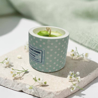 Mint Yeşili Puantiyeli Dekoratif Mum | Vernikli, Çizmez Tabanlı Şık Tasarım 6x7 cm