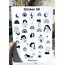 Beyaz siyah Kawai stickerler 