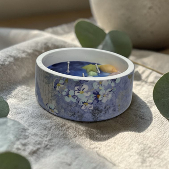kokulu mum, modern dekoratif, desenli beton mum, 3 fitilli, el yapımı okyanus  koku