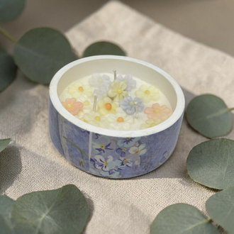 kokulu mum, desenli beton mum, 3 fitilli, el yapımı okyanus koku