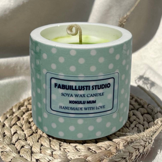 Mint Yeşili Puantiyeli Dekoratif Mum | Vernikli, Çizmez Tabanlı Şık Tasarım 6x7 cm