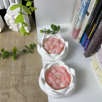Lavanta Kokulu Çiçek Şekilli El Yapımı Mum Seti (2’li Lotus Mum)