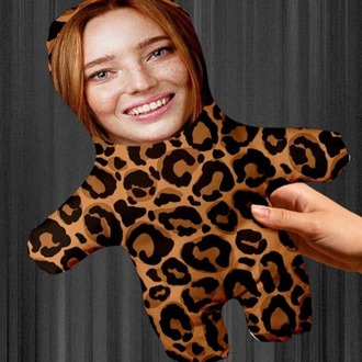 Leopar Desenli Kişiye Özel Hediyelik Peluş Oyuncak -25cm-
