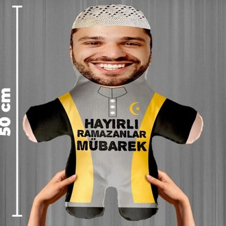 Kişiye Özel Fotoğaflı Ramazan Bayramı Tasarımlı Peluş Bebek -50cm-