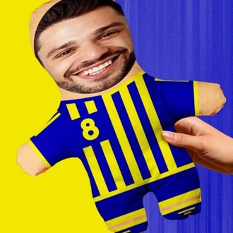 Kişiye Özel Tasarımlı Sarı Lacivert Şampiyon Taraftar Peluş Bebek -25cm-
