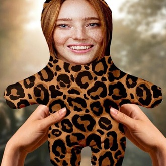 Leopar Desenli Kişiye Özel Hediyelik Peluş Oyuncak -25cm-