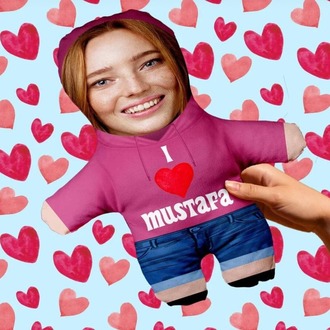 Minik Sevgilim Peluş Oyuncak - 25cm - Kişiye Özel Fotoğraflı Sevgiliye Hediye
