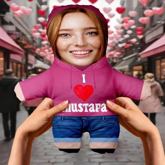 Minik Sevgilim Peluş Oyuncak - 25cm - Kişiye Özel Fotoğraflı Sevgiliye Hediye