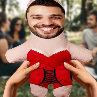 Kişiye Özel Fotoğraflı Komik Gecelikli Peluş Oyuncak -25cm-