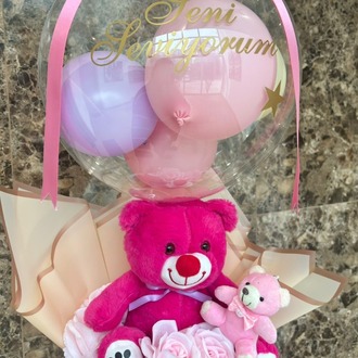 Balon İçerisinde peluş çeşitlerimiz 