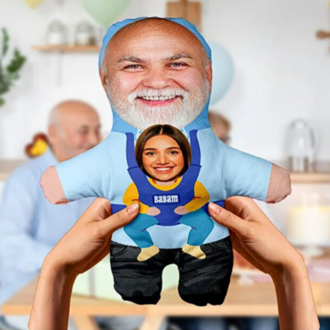 Babalar Gününe Özel Baba Ve Çocuk Tasarımlı Kişiye Özel Fotoğraflı Peluş-50cm-