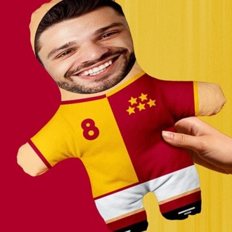 Kişiye Özel Fotoğraflı Sarı Kırmızı Şampiyon Taraftar 5 Yıldızlı Peluş Oyuncak -25cm-