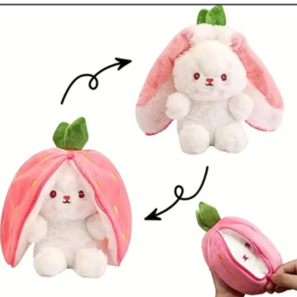 Fermuarlı Hediyelik Çilek Tavşan Peluş Oyuncak