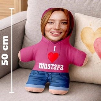 Minik Sevgilim Kişiye Özel Fotoğraflı Sevgiliye Hediye -50cm-