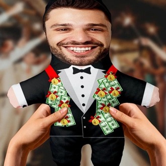Evlilik Yıl Dönümü Hediyesi Kişiye Özel Damat Bey Peluş Bebek -25cm-