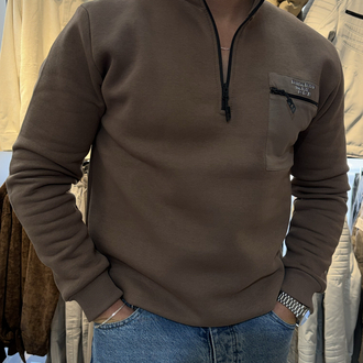 CEP DETAYLI YARIM FERMUAR SWEATSHIRT 