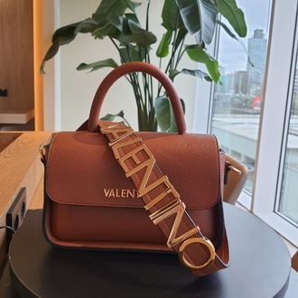 VALENTİNO Hakiki deri çift askılı paslanmaz çelik aksesuarlı çanta