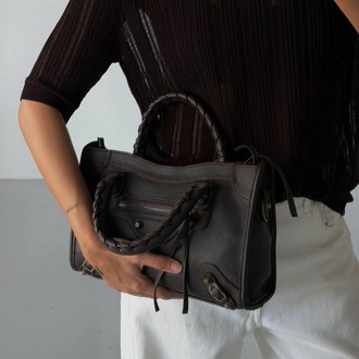 Naturel Balenciaga model İthal  paslanmaz çelik aksesuarlı deri çanta  modeli 