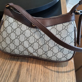 GUCCİ Dokuma kumaş paslanmaz çelik aksesuarlar ile tasarlanmış kol çantası