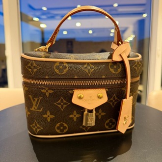 LOUIS VUITTON hakiki deri paslanmaz çelik aksesuarlı çift askılı çanta