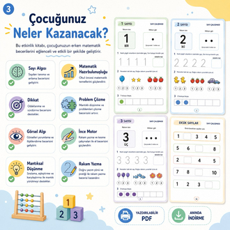 3-6 Yaş 1-10 Sayı Algısı ve Miktar Eşleştirme Etkinlik Kitabı (PDF) | E-Kitap