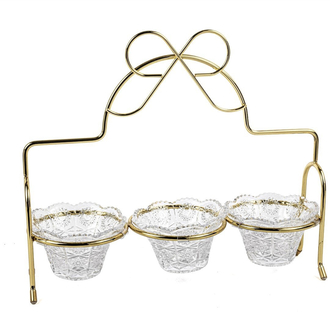 Mikasa moor gold Fiyonk Kulplu 3lü Çerezlik Standı 36x32cm