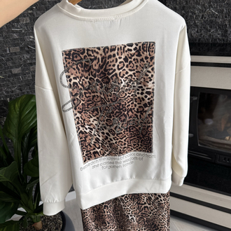 Leopar desenli sweat