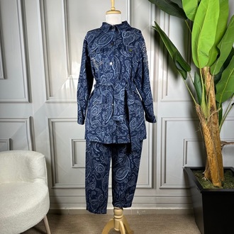 My312 Kolu Taşlı Denim Takım (2 Renk) 