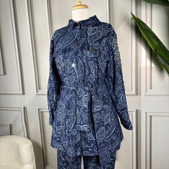 My312 Kolu Taşlı Denim Takım (2 Renk) 