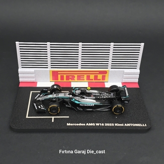 1:43 Kimi Antonelli 2025 Grid Diziliş Dioraması Pilotsuz Model