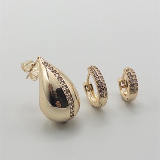 Vip Üçlü Gold - Silver Küpe