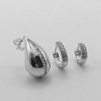Vip Üçlü Gold - Silver Küpe